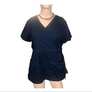 KOI by Kathy Peterson Blue Scrub Top